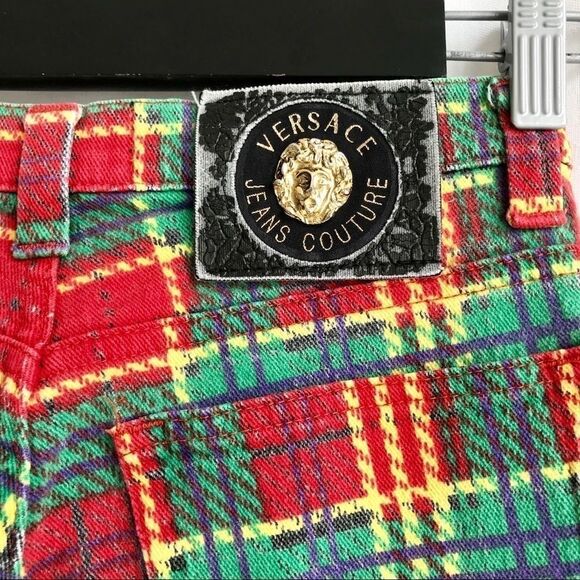 Vintage 90s Versace Couture patterned Jeans 28 - Picture 6 of 8